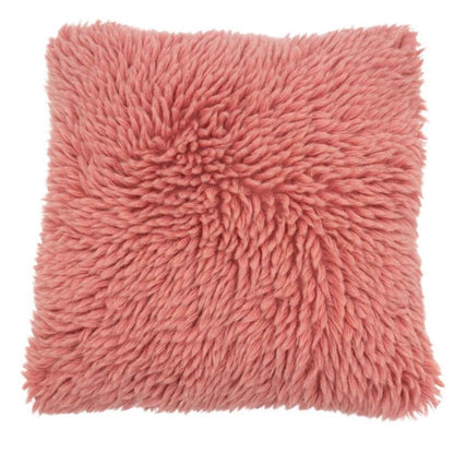 Fluffy wollen sierkussen - roze - 50x50 cm