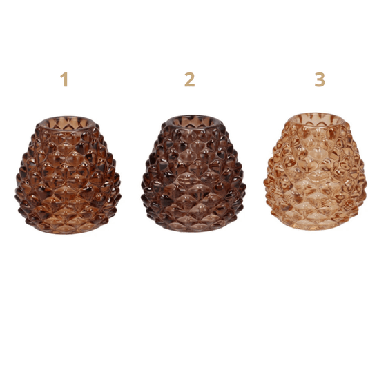 Glazen Kandelaar in Dennenappel Vorm