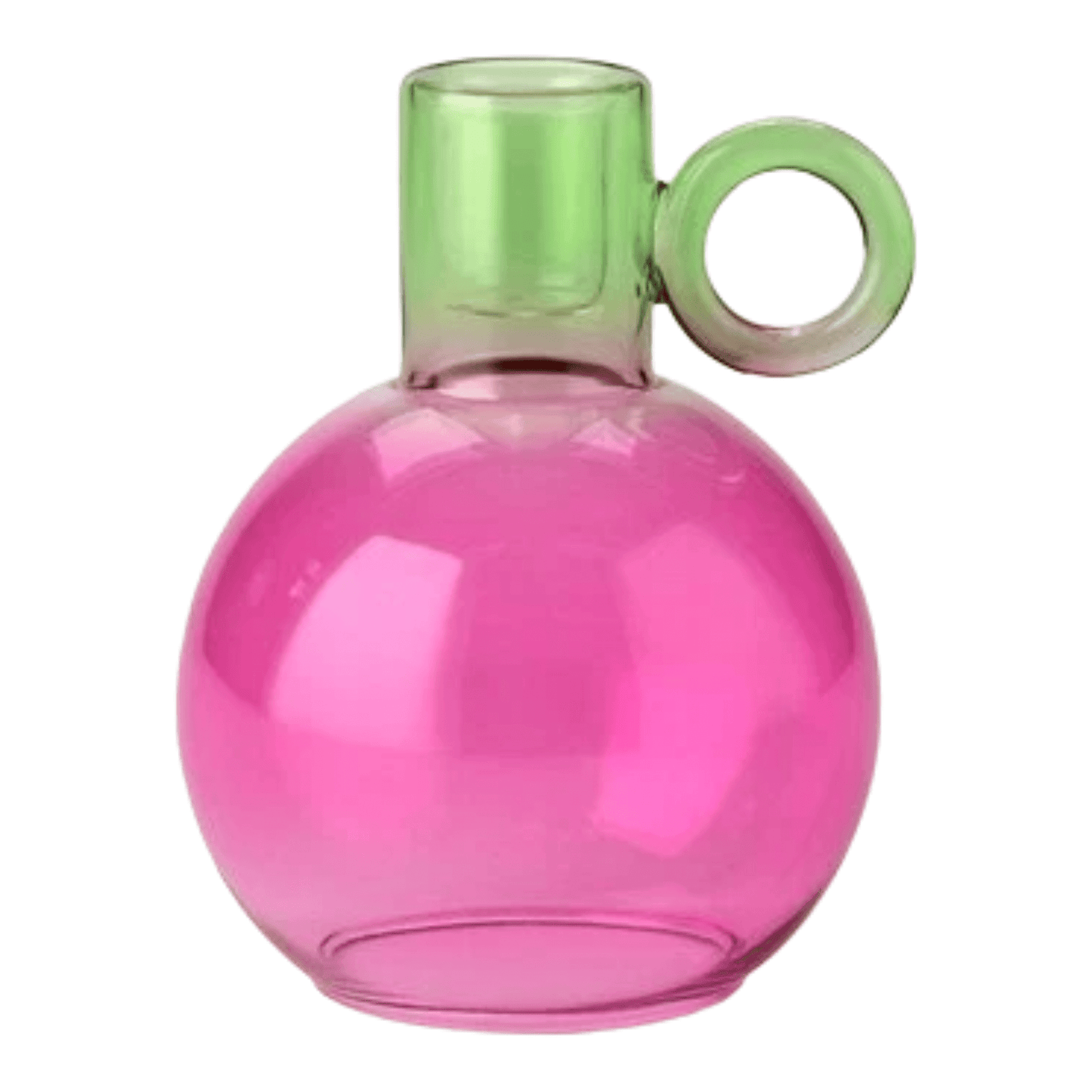 Glazen bol kandelaar roze/groen