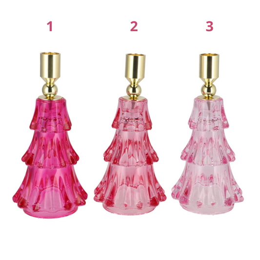 Kandelaar Kerstboom – Roze – in 2 maten