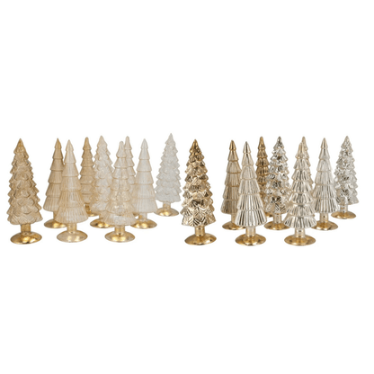 Glazen Kerstboompjes –zand mix - in 2 maten - Transparant