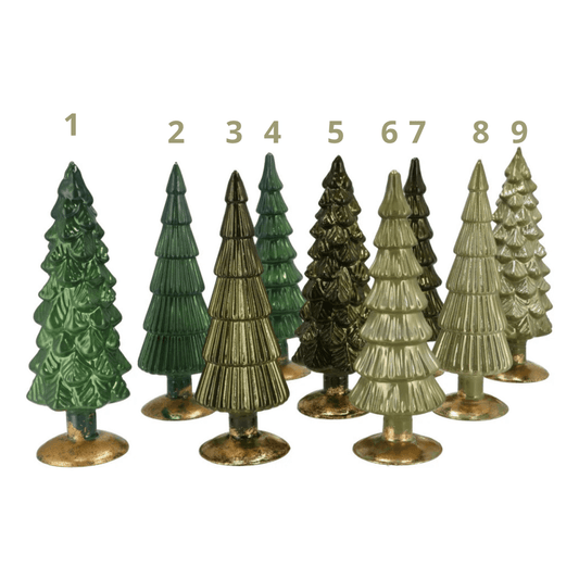 Glazen Kerstboompjes – in 2 maten - Glimmend