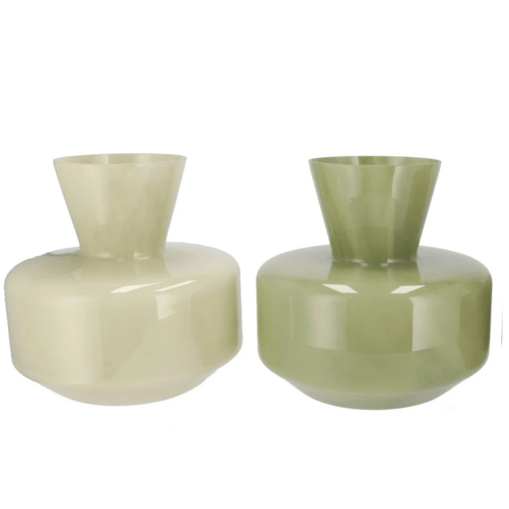 Glazen Vaas – 25 cm Hoog – Lichtgroen en Warmgroen - Favoriet!!!
