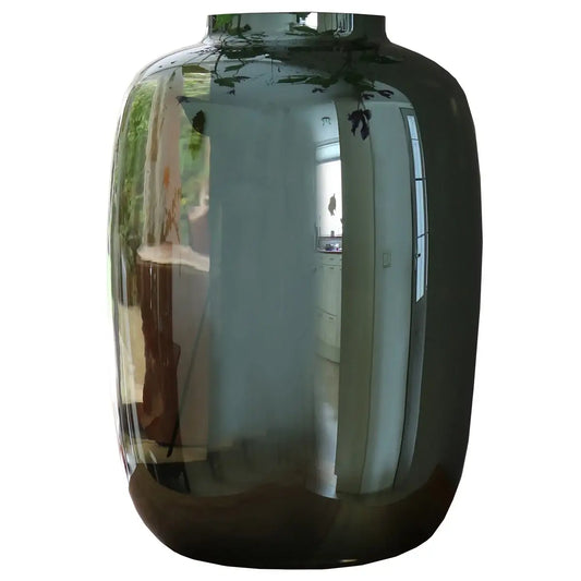 Glazen Vaas – Metallic Grijs/Groen