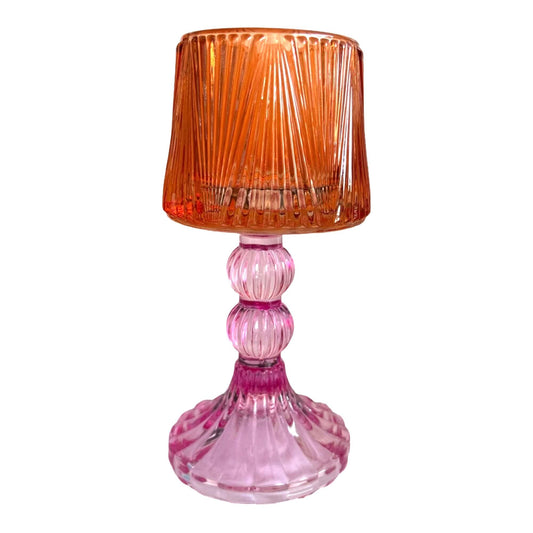 Kandelaar lampenkap voor Theelicht inl oranje/roze