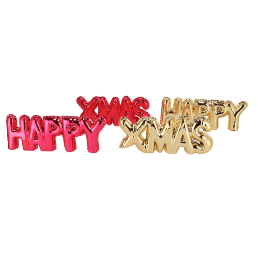 Decoratie Happy Xmas – goud of rood