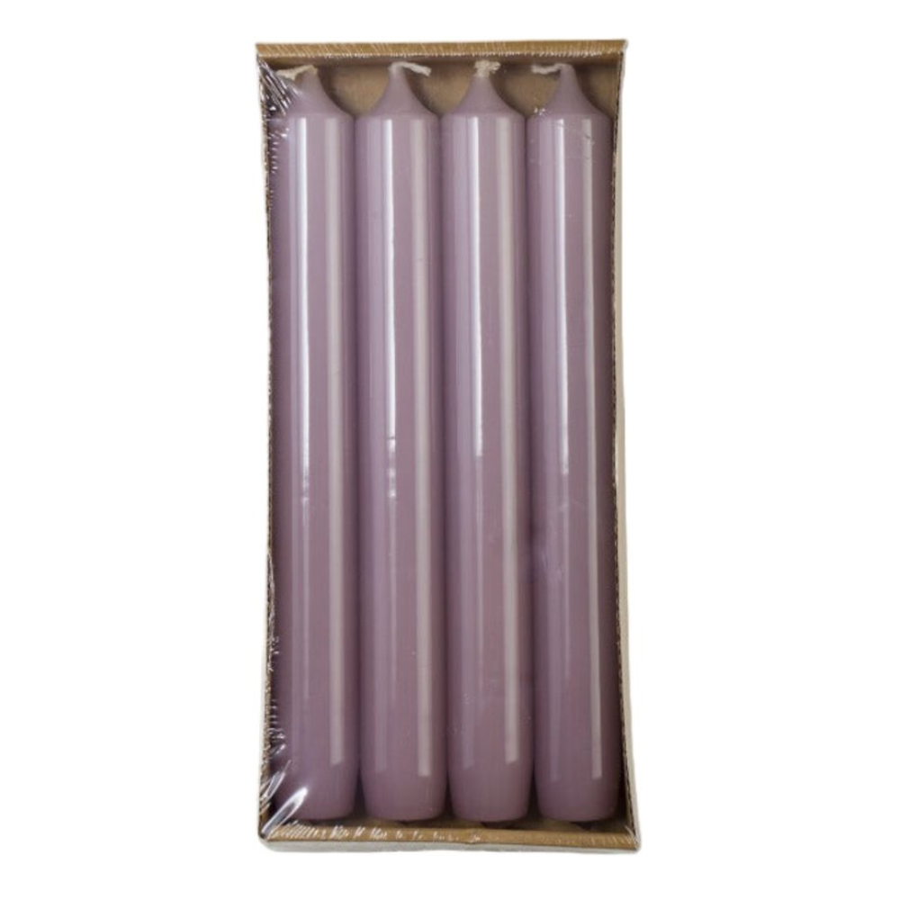 Hoogglans dinerkaarsen -Mauve – set van 4