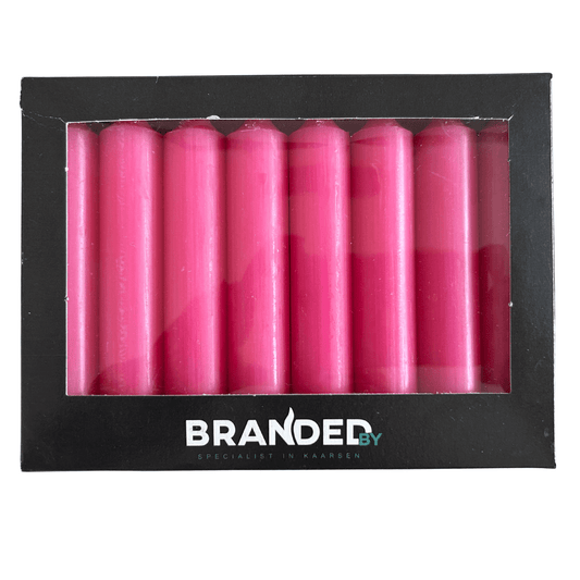 Korte Dinerkaarsen – Set van 8 – Fuchsia-roze