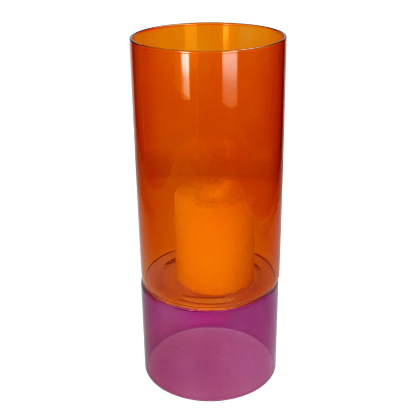 Windlicht Oranje/Roze – Ø12 x H30cm