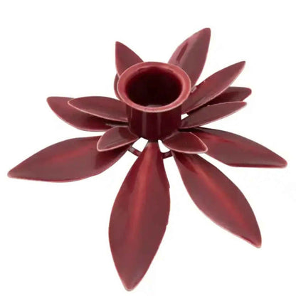 Kandelaar metalen bloem - Burgundy