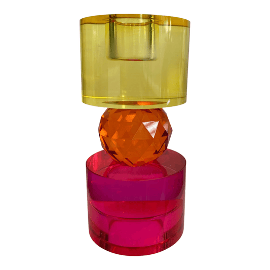 Glazen kandelaar van kristalglas 3 kleur