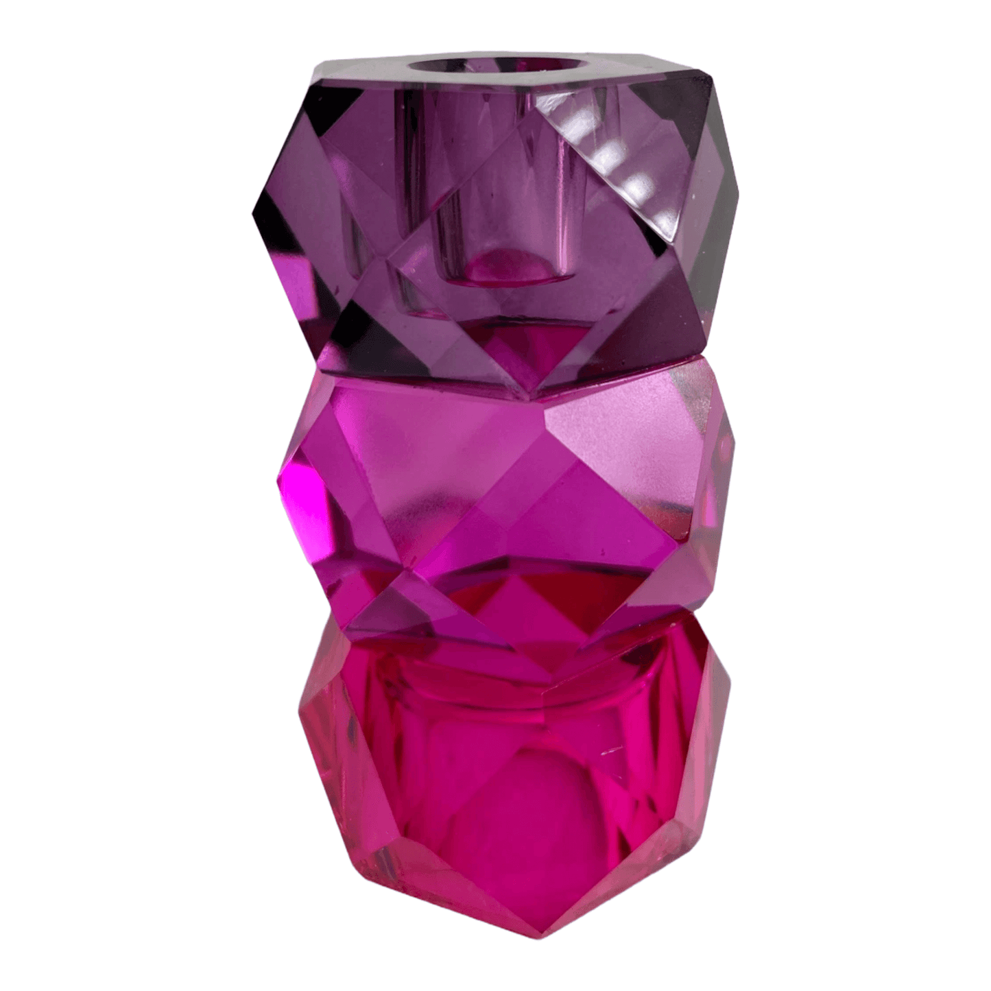Glazen kandelaar van kristalglas 3 kleur