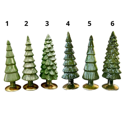 Kerstboompjes –shiny en transparant groen Glas in 25cm en 30cm