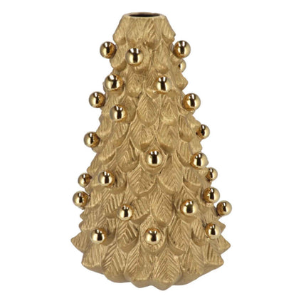 Kerstboomvaas goud met gouden balletjes – in 2 maten