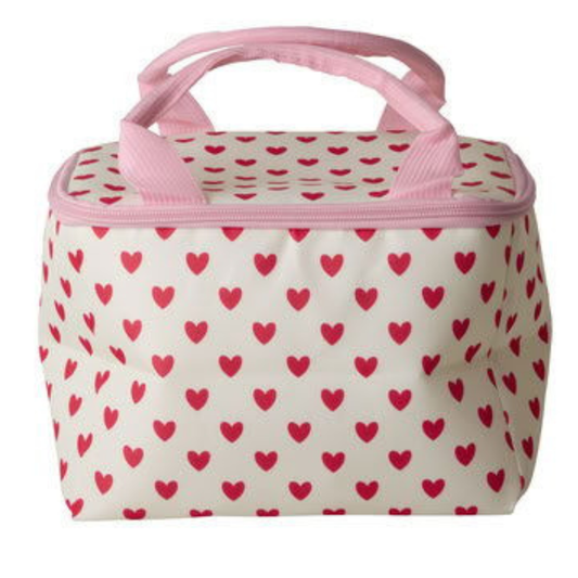 Koeltas met hartjes – crème/rood - Rice
