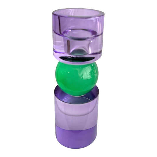 Kristalglas  kandelaar Lila & Groen