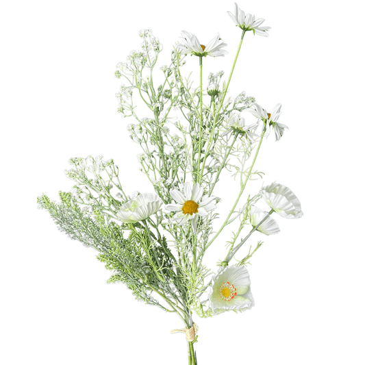 Kunst Veldboeket - Wit - 78cm Hoog