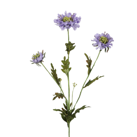 Kunstbloem scabiosa in paars - 66 cm hoog -  met drie bloemkoppen