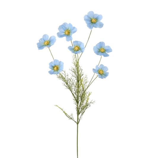Kunst Cosmos Tak met 7 Bloemen - Blauw