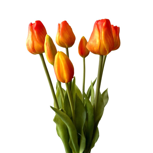 Tulpen bundel met 7 tulpen oranje/geel