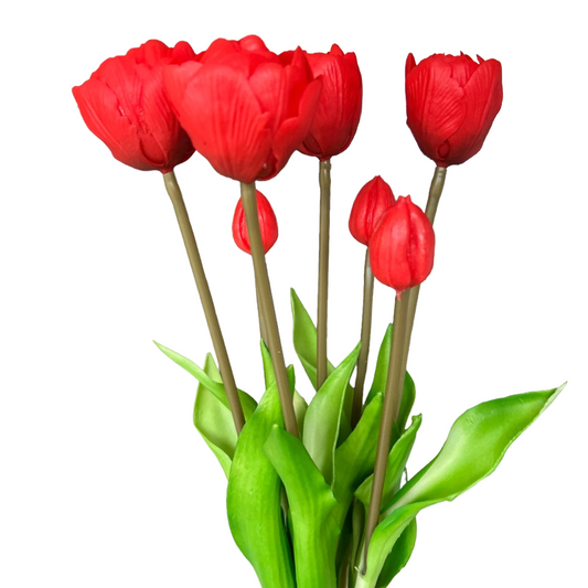 Tulpen bundel met 7 dubbeltulpen rood