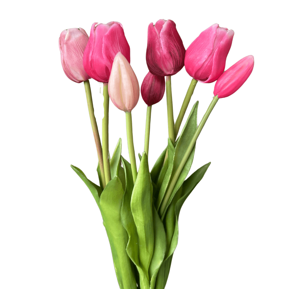 Tulpen bundel met 7 tulpen roze gemengd