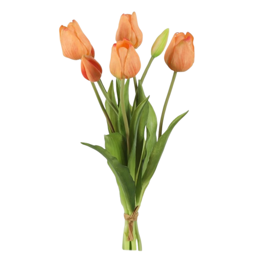 Kunsttulpen boeket - Real Touch - Peach -7 tulpen