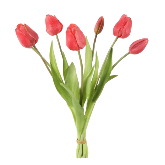 Kunsttulpen boeket - Real Touch - Rood -7 tulpen