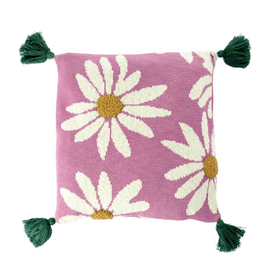 Sierkussen met gebreid madelief print – Inclusief Vulling