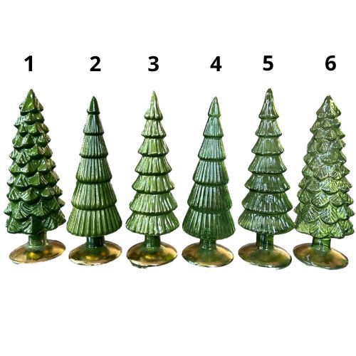 Kerstboompjes –shiny en transparant groen Glas in 25cm en 30cm