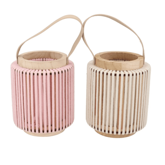 Lantaarn van touw - in Crème en zacht roze