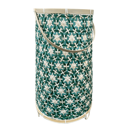 Bamboe Lantaarn  groen – 56 cm Hoog (XL)– Inclusief Glazen windlicht
