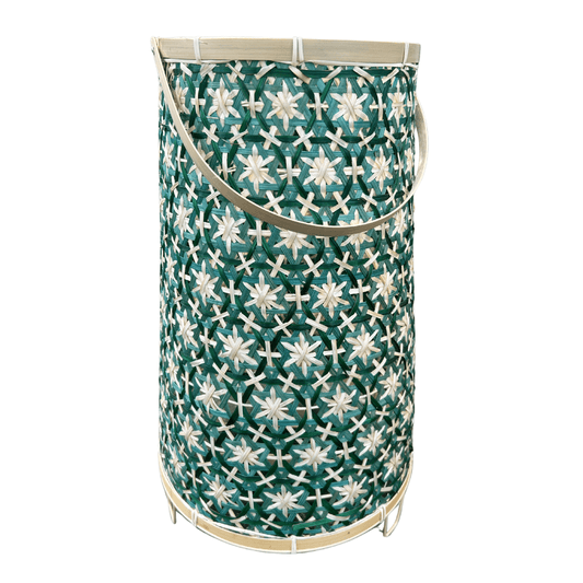 Bamboe Lantaarn  groen – 56 cm Hoog (XL)– Inclusief Glazen windlicht