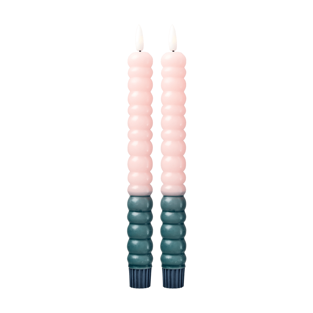 LED Dinerkaarsen Groen & licht Roze – Set van 2