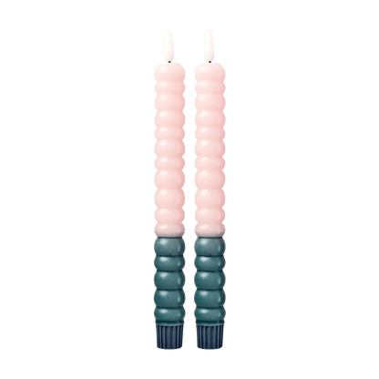 LED Dinerkaarsen Groen & licht Roze – Set van 2