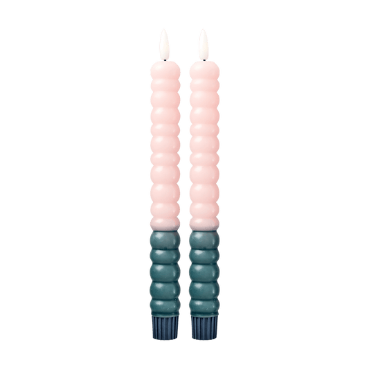 LED Dinerkaarsen Groen & licht Roze – Set van 2