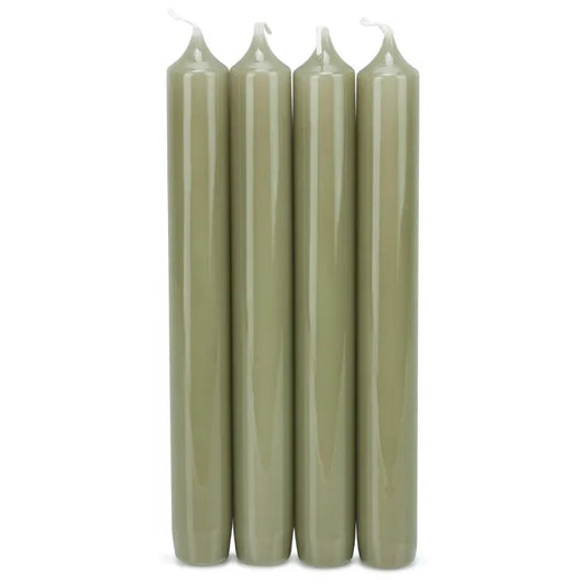 Hoogglans dinerkaarsen -Eucalyptus – set van 4