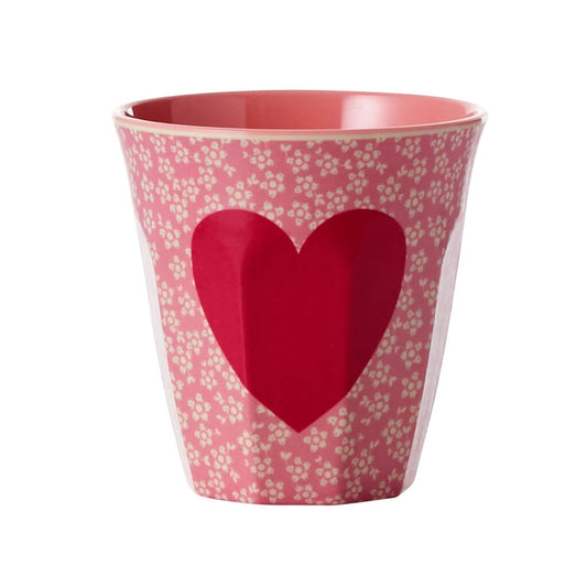 Melamine beker medium Heart Print - Rice