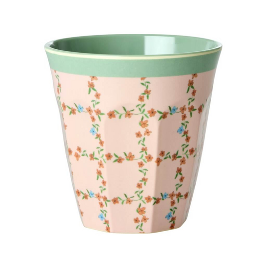 Melamine beker medium Checkered stencil print - Rice