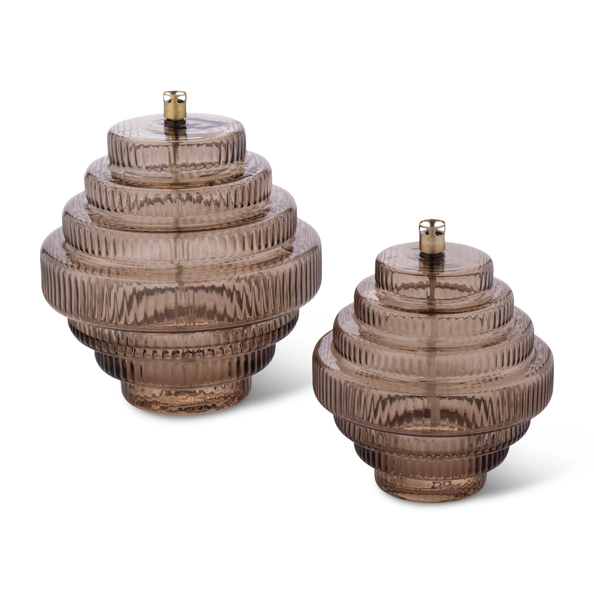 Glazen olielamp Twin – 2 maten - Bruin