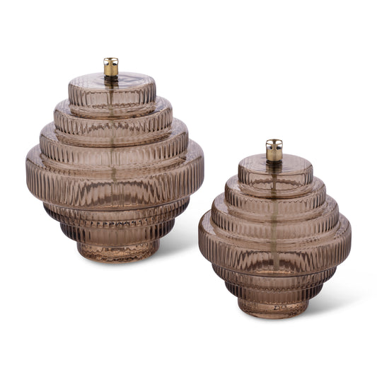 Glazen olielamp Twin – 2 maten - Bruin