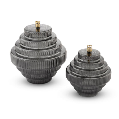 Glazen olielamp Twin – 2 maten - Grijs