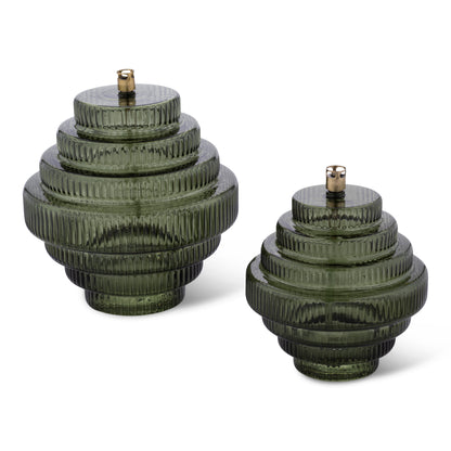 Glazen olielamp Twin – 2 maten - Groen