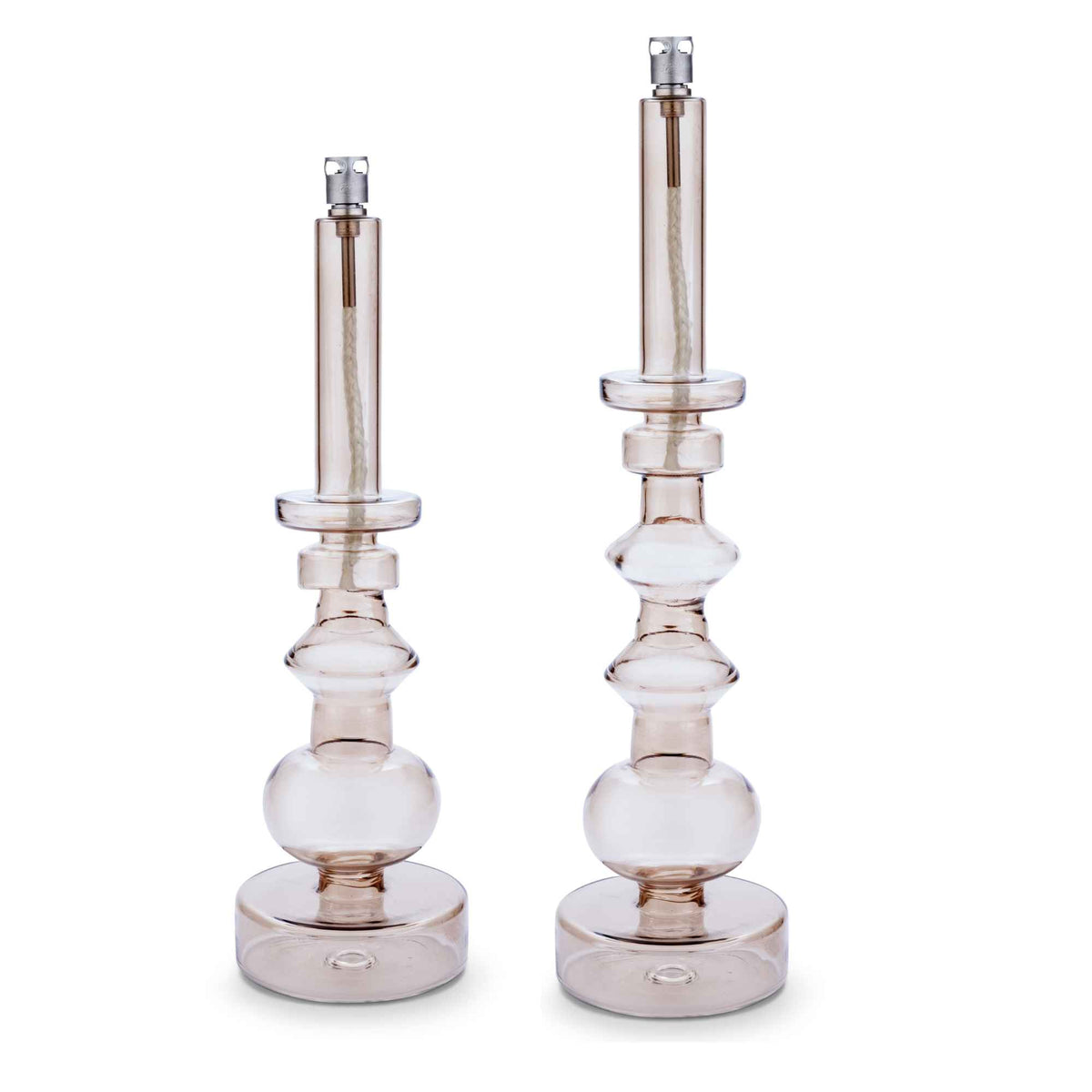 Glazen olielamp Candleholder - Champagne –  in 2 maten verkrijgbaar