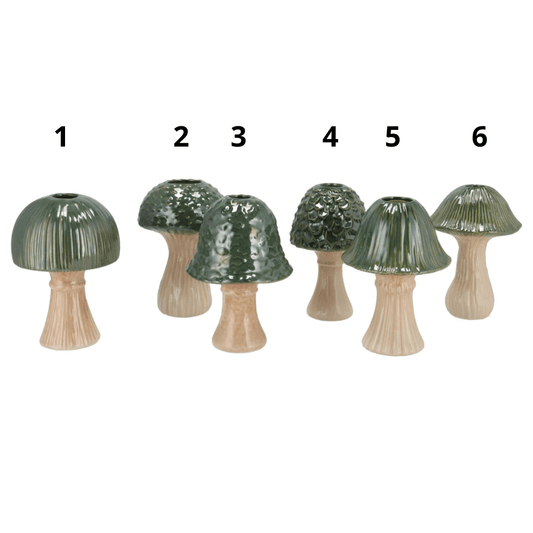 Paddenstoel Vaas – Groen Keramiek – 23 cm – Waterdicht – 6 Varianten