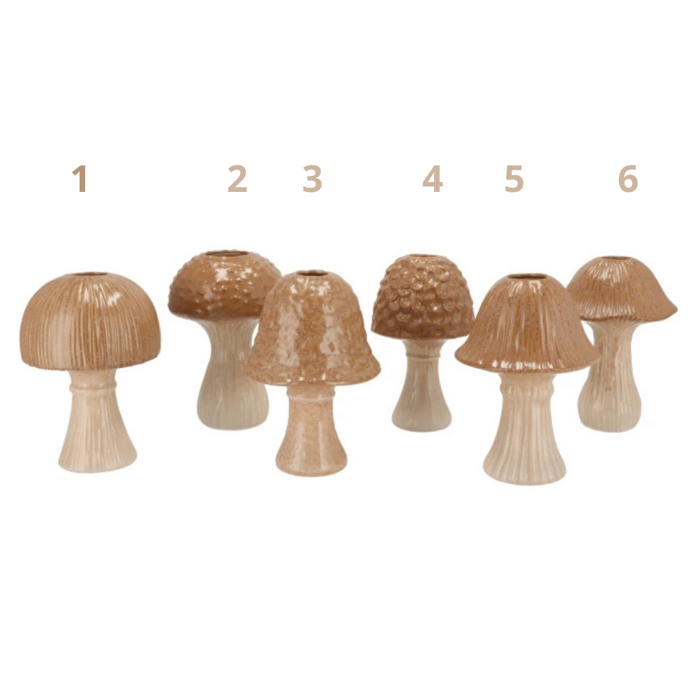 Paddenstoel Vaas – Bruin Keramiek – 23 cm – Waterdicht – 6 Varianten
