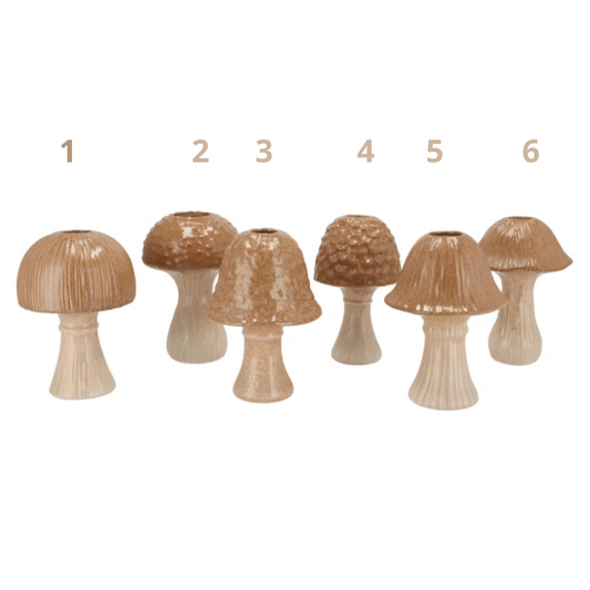 Paddenstoel Vaas – Bruin Keramiek – 23 cm – Waterdicht – 6 Varianten