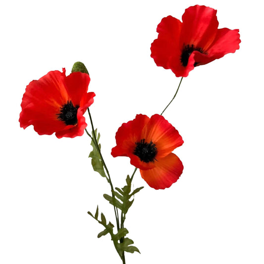 Zijden bloem Papaver rood/oranje