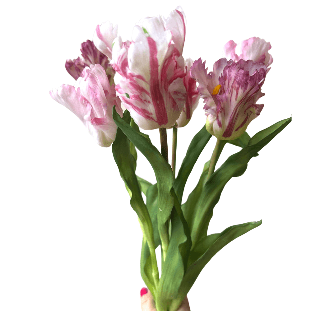 Kunstboeket Papegaaitulpen – 6 Realistische Bloemen, 51 cm Lang