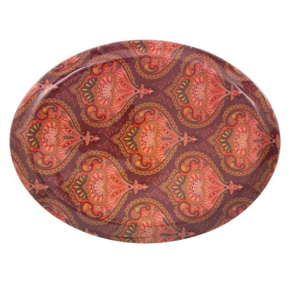 Ovaal metalen plateau handbeschilderd - 35 cm